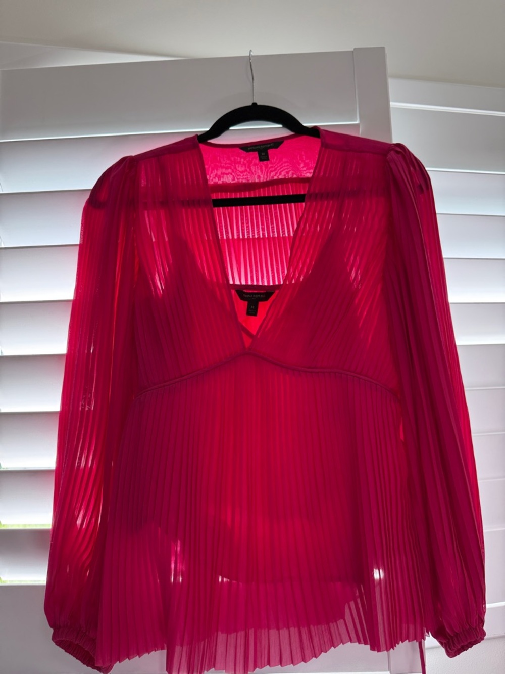 Banana Republic Sheer Blouse in Bright Pink w/Matching Camisole